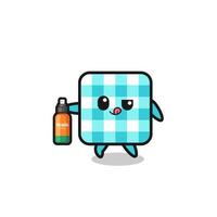 cute checkered tablecloth holding mosquito repellent vector