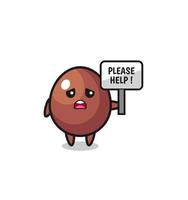 cute chocolate egg hold the please help banner vector