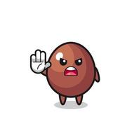 chocolate egg character doing stop gesture vector