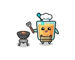 orange juice barbeque chef with a grill vector