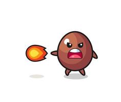 cute chocolate egg mascot is shooting fire power vector