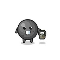 cannon ball mascot lifting kettlebell in the gym vector