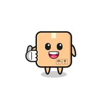 cardboard box mascot doing thumbs up gesture vector