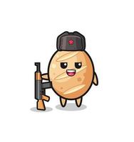 cute french bread cartoon as Russian army vector