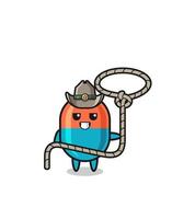 the capsule cowboy with lasso rope vector