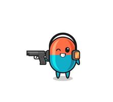 illustration of capsule cartoon doing shooting range vector