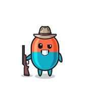 capsule hunter mascot holding a gun vector