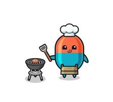 capsule barbeque chef with a grill vector