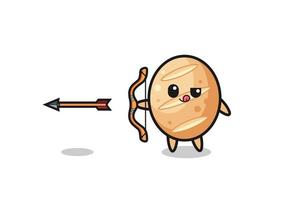 illustration of french bread character doing archery vector