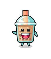 happy bubble tea cute mascot character vector