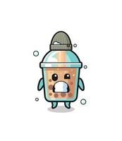 cute cartoon bubble tea with shivering expression vector