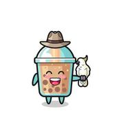 bubble tea zookeeper mascot with a parrot vector