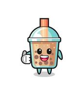 bubble tea mascot doing thumbs up gesture vector