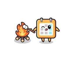 calendar character is burning marshmallow vector