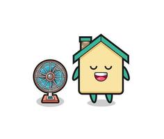 cute house is standing in front of the fan vector