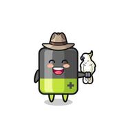 battery zookeeper mascot with a parrot vector