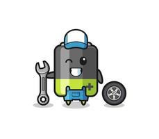the battery character as a mechanic mascot vector