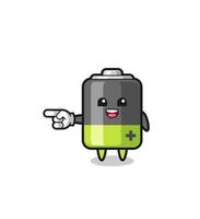 battery cartoon with pointing left gesture vector