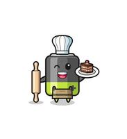 battery as pastry chef mascot hold rolling pin vector