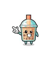 bubble tea mascot pointing top left vector