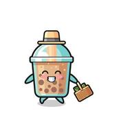 bubble tea herbalist character searching a herbal vector