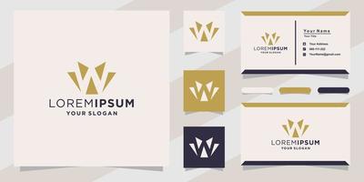 letter w logo for company with business card template vector