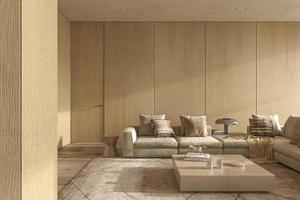 Luxury modern interior design livingroom. Lighting and sunny apartment. 3d render illustration. photo