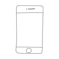 A Doodle-style smartphone.Black and white image.Outline drawing.Mobile devices and gadgets.Vector image vector
