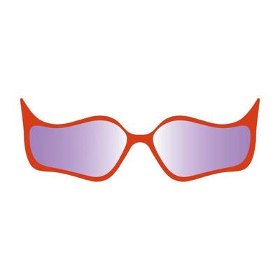 Red glasses with unusual shapes and sharp horns on the rim with smoky purple glasses.Fashionable bright accessories for men and women .A stylized illustration.Vector illustration