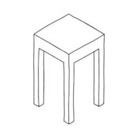 Stool in the style of Doodle.Black and white image.The chair in isometric view.Outline drawing by hand.Vector image vector