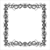 Doodle frame. Floral and geometric patterns.Black and white image.Outline drawing by hand.Vector image vector