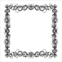 Doodle frame. Floral and geometric patterns.Black and white image.Outline drawing by hand.Vector image vector