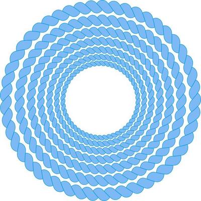 A wreath of blue rope.Round frame made of twisted rope.Vector illustration