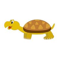 The turtle is a color image with a black outline.Cartoon style.Children's illustration.Funny smiling animal.Marine inhabitants of the sea.Vector illustration vector