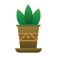 Plants in the pot.Brown flower pot with a pattern.Interior decoration.House decoration.Vector illustration vector