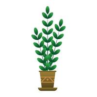 Plants in the pot.Brown flower pot with a pattern.Interior decoration.House decoration.Vector illustration vector