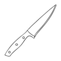 Kitchen knife drawn in the style of Doodle.Black and white image.Monochrome.Outline drawing.Vector image vector