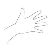 Palm with open fingers.Spread fingers.Hand.Outline drawing by hand.Black and white image.Monochrome design.Vector illustration vector