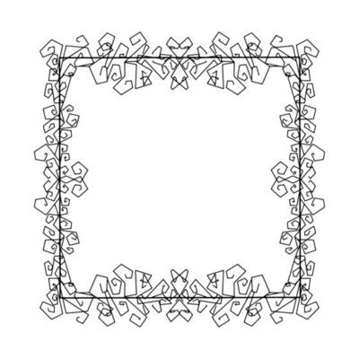 Doodle frame. Floral and geometric patterns.Black and white image.Outline drawing by hand.Vector image
