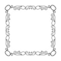 Doodle frame. Floral and geometric patterns.Black and white image.Outline drawing by hand.Vector image vector