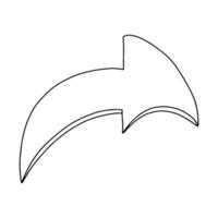 The arrow is curved down.Illustration in the Doodle style. Black and white image.Outline drawing.The downward direction.manual drawing.Vector illustration vector