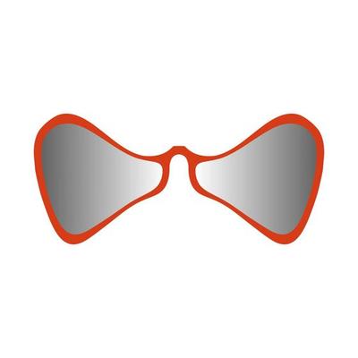 Red glasses of an unusual shape with a curved frame with smoky gray glasses.Fashionable bright accessories for men and women .A stylized illustration.Vector illustration