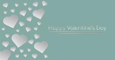 White Paper Hearts Background Happy Valentine's Template vector