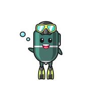 the ballpoint pen diver cartoon character vector