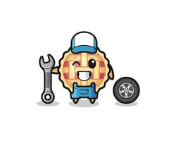 the apple pie character as a mechanic mascot vector