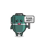 cute ballpoint pen hold the please help banner vector