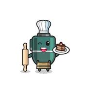 ballpoint pen as pastry chef mascot hold rolling pin vector