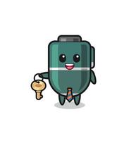 cute ballpoint pen as a real estate agent mascot vector