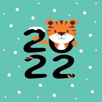 Happy New Year 2022. Tiger, Chinese symbol of the New Year 2022. vector