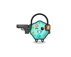 illustration of amoeba cartoon doing shooting range vector